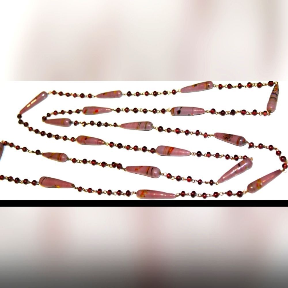 Italian Murano Art glass beads Necklace 54"
